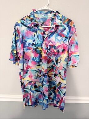 ROBERT GRAHAM Ice Prism Mens Medium SS Golf Polo Skull golf logo Geometric